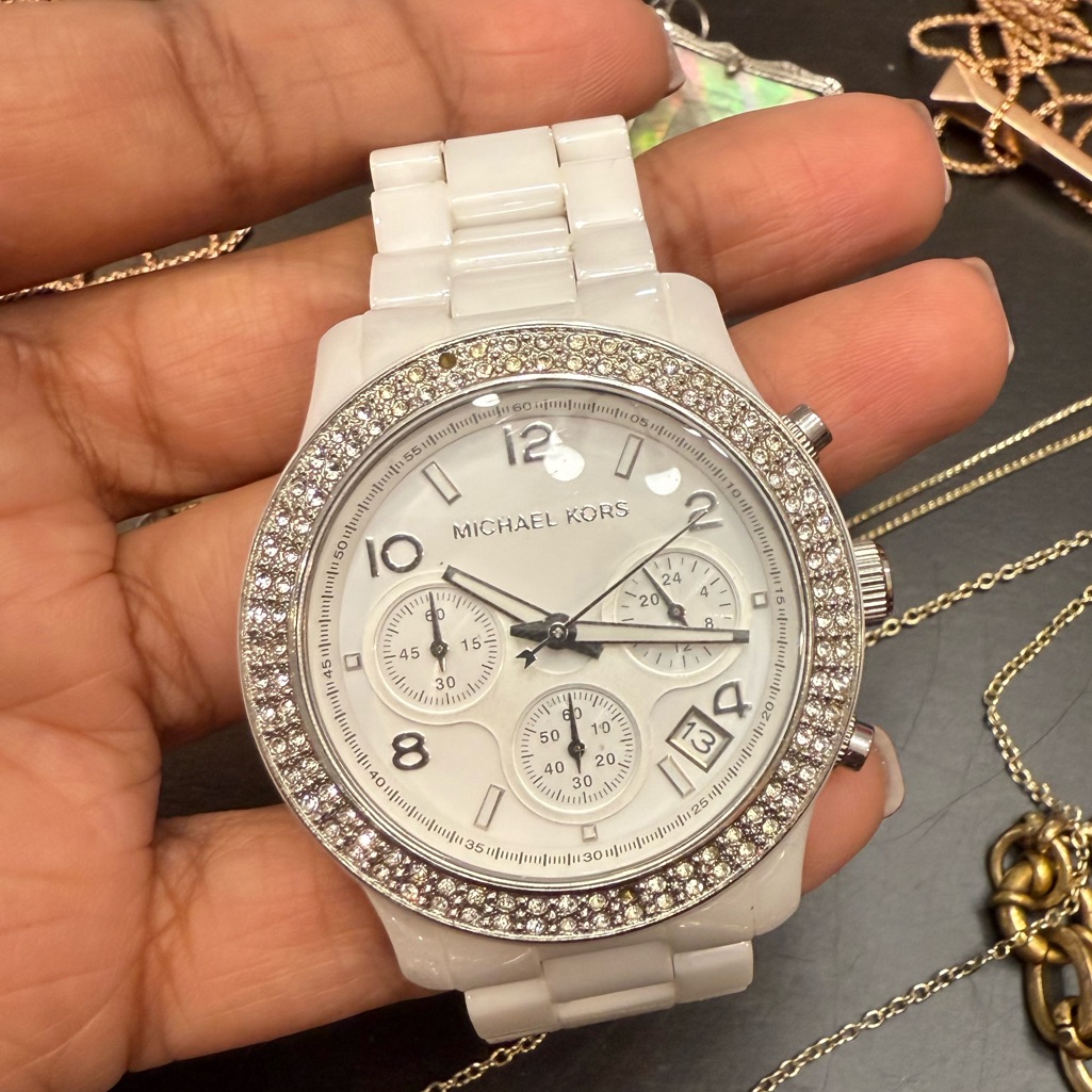 Michael Kors Watch - Marble Band And Crystal Studded